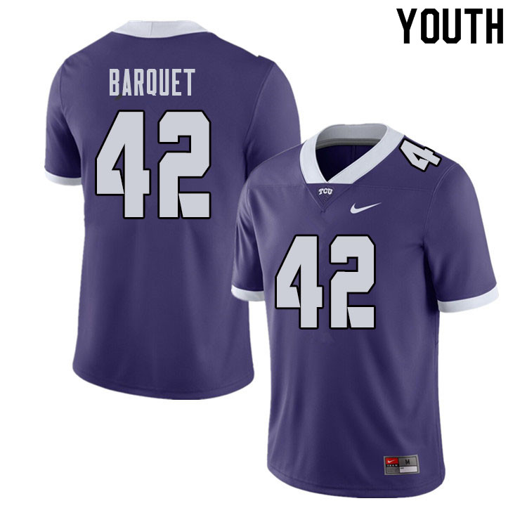 Youth #42 Earl Barquet TCU Horned Frogs College Football Jerseys Sale-Purple - Click Image to Close